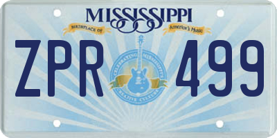 MS license plate ZPR499