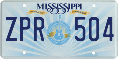MS license plate ZPR504