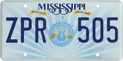 MS license plate ZPR505