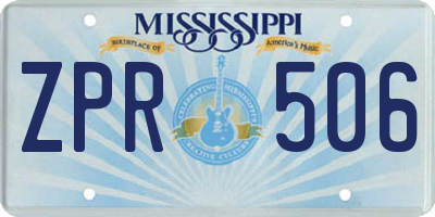 MS license plate ZPR506
