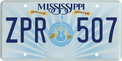 MS license plate ZPR507