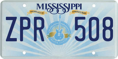 MS license plate ZPR508
