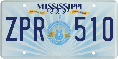 MS license plate ZPR510