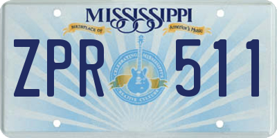 MS license plate ZPR511