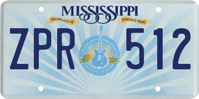 MS license plate ZPR512