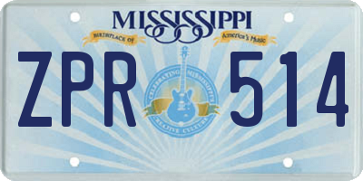 MS license plate ZPR514