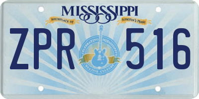 MS license plate ZPR516