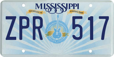 MS license plate ZPR517