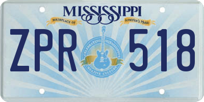 MS license plate ZPR518