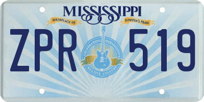 MS license plate ZPR519