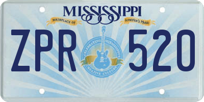 MS license plate ZPR520