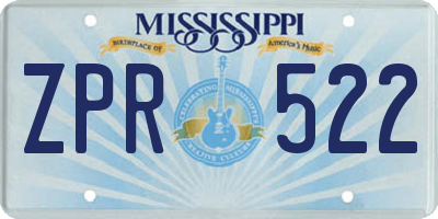 MS license plate ZPR522