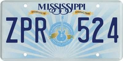 MS license plate ZPR524