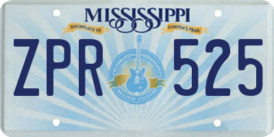 MS license plate ZPR525