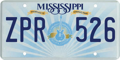 MS license plate ZPR526