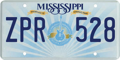 MS license plate ZPR528