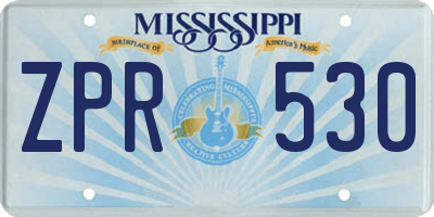 MS license plate ZPR530