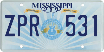 MS license plate ZPR531