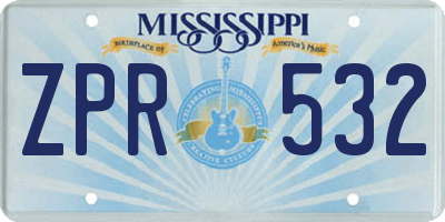 MS license plate ZPR532