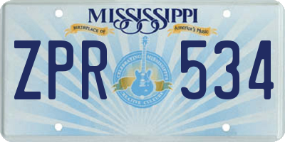 MS license plate ZPR534