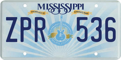 MS license plate ZPR536