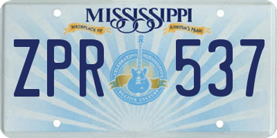 MS license plate ZPR537