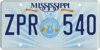 MS license plate ZPR540