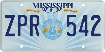 MS license plate ZPR542