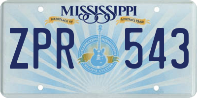 MS license plate ZPR543