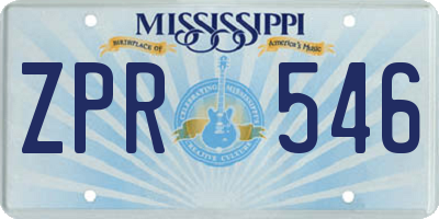MS license plate ZPR546