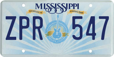 MS license plate ZPR547