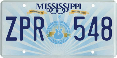 MS license plate ZPR548