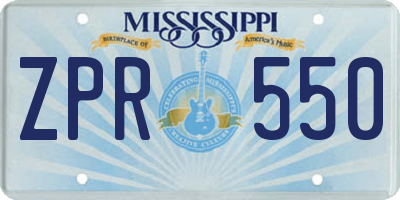 MS license plate ZPR550