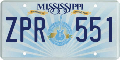MS license plate ZPR551