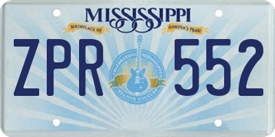 MS license plate ZPR552