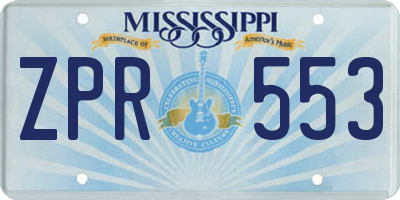 MS license plate ZPR553
