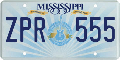 MS license plate ZPR555