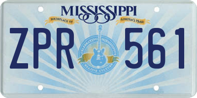 MS license plate ZPR561