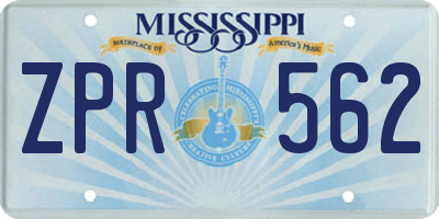 MS license plate ZPR562