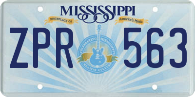MS license plate ZPR563