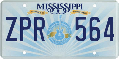 MS license plate ZPR564