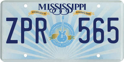 MS license plate ZPR565