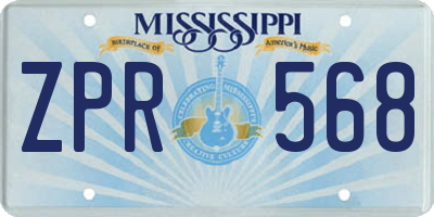 MS license plate ZPR568