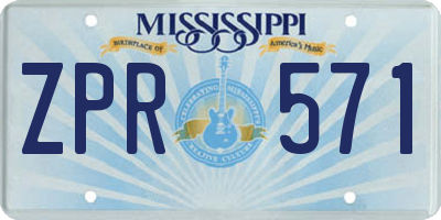 MS license plate ZPR571