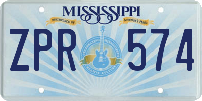 MS license plate ZPR574