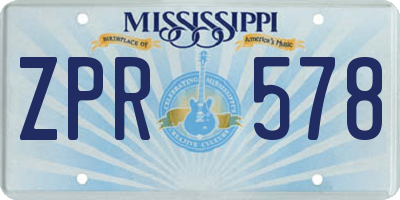 MS license plate ZPR578