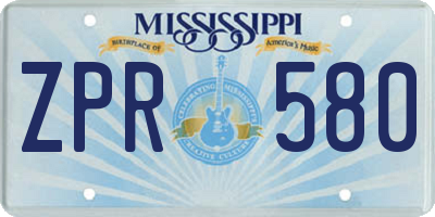 MS license plate ZPR580