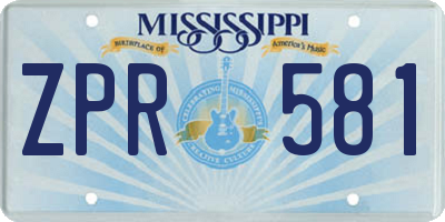 MS license plate ZPR581