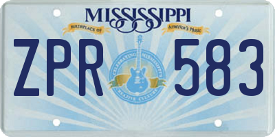 MS license plate ZPR583