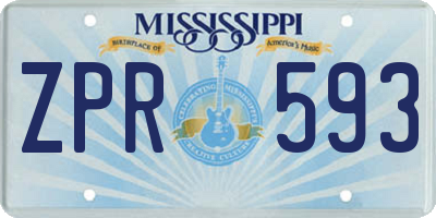 MS license plate ZPR593